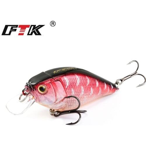 FTK 1pc Crankbait Fishing Lure 50mm 9g Topwater Artificial Hard Bait Minnow Wobblers Swimbait For Trout Bass Carp Fishing