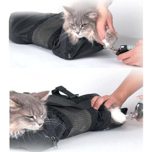 Adjustable Mesh Cat Grooming Bath Bag Cats Washing Bags For Pet Bathing Nail Trimming Injecting Anti Scratch Bite Restraint