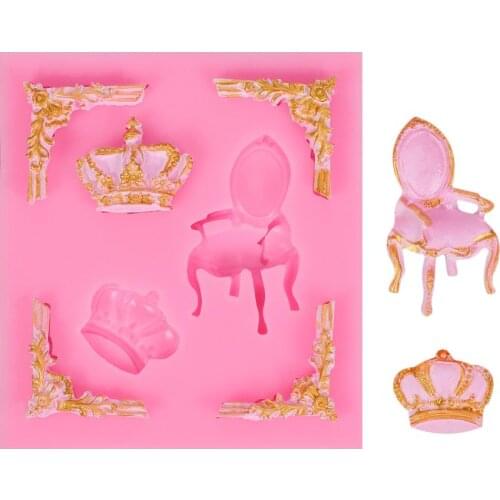 European Style Chair Crown Relief Retro Border Silicone Mold Cake Decorating Tool Chocolate Cupcake Fondant Sugarcraft DIY Mould