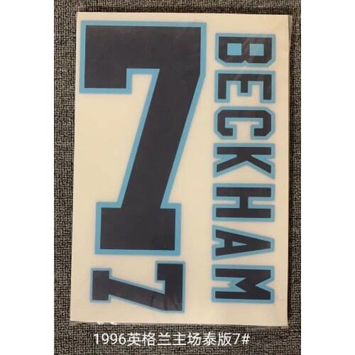 Retro 1996 England home away beckham Sheringham Fowler Name and number Hot stamping Patch Badges