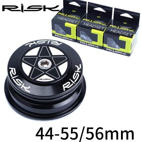 RISK 44-55mm Bicycle Headset for Tapered Headtube 44-56 Bike Double Bearing Headset for 1.5 Taper Fork / 28.6mm Straight Fork