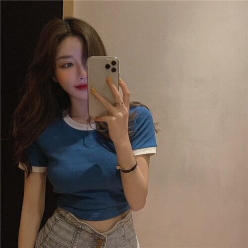 Summer T Shirt Women Summer Pure Color New Short Sleeve T-shirt Women Pure Color Garment 2021 Harajuku Tshirt WBXW93