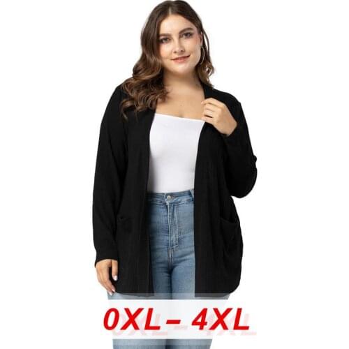 Female Autumn Plus Size Knitted Sweater Cardigan for Women Casual Loose Long Sleeves Thin Oversize Knitted Jacket Black Tops