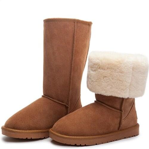 2020 High Boots Fashion Hot Sale Women Snow Boots 100% Genuine Cow Leather Snow Boots Warm Winter Women Boots