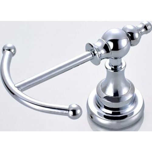 1Pcs Polished Chrome Brass Wall Mounted Double Robe Hooks Coat Hat Towel Hook Hanger Bathroom Accessory aba907