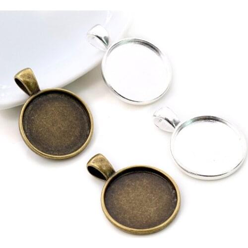 10pcs 20mm Inner Size Silver Plated and Bronze Classic Style Cabochon Base Setting Charms Pendant