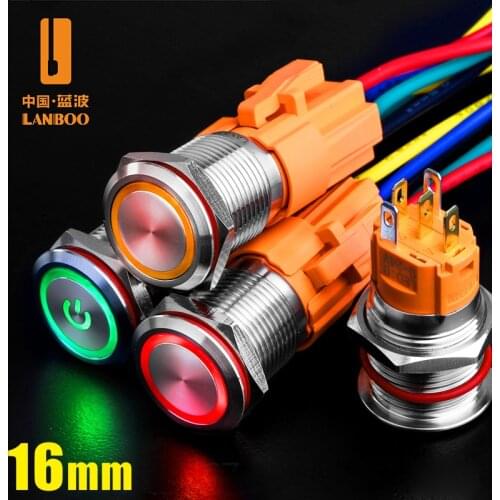 16MM SPST ON OFF IP67 IK10 momentary stainless steel push button