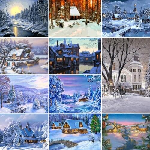 50/65/75CM DIY snow Children Painting By Numbers Picture Colouring Zero Basis HandPainted Oil Painting Unique Gift Home Decor