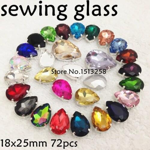 More Colors Sew On 72pcs/tray 18x25mm Teardrop Crystal Fancy Stone With Metal Claw Setting For Jewelry,dress,Clothing Making