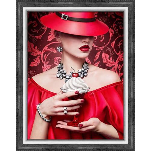 LZAIQIZG 5d DIY Diamond Sexy Woman In Red Suit Full Square/Round Diamond Painting Embroidery Portrait Home Decoration