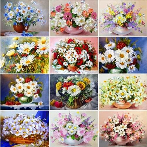 5D DIY Diamond Painting Flower Vase Cross Stitch Kit Mosaic Art Picture Diamond Embroidery Full Drill Wall Home Decoration Gift