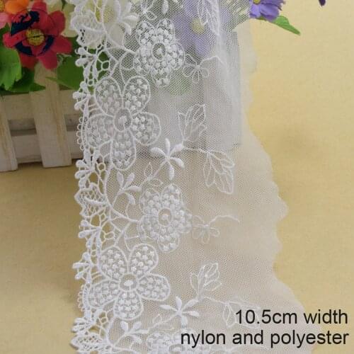 10yards 10.5cm wide white lace polyester embroid lace sewing ribbon fabric guipure diy trims wedding lace DIY Accessories#3870