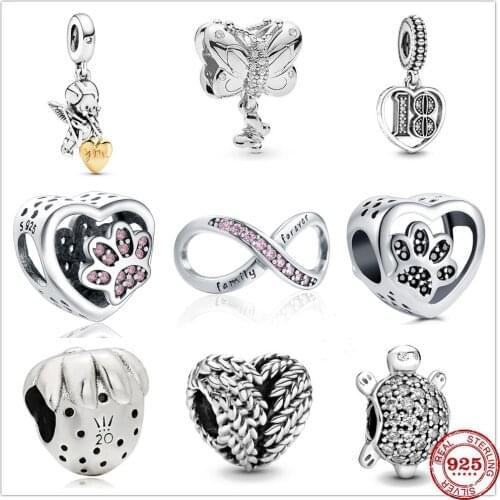 2020 New Strawberry Dog Paw Turtle Butterfly fit Original Pandora charms silver 925 Bracelet trinket DIY women Jewelry Making