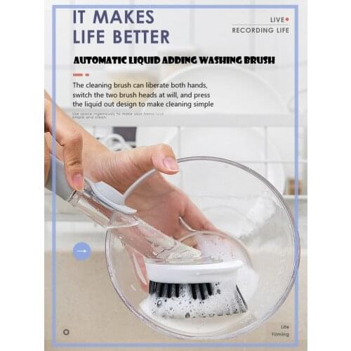 Household pot brush, kitchen cleaning long handle pot washing brush, lazy welfare, detergent automatic liquid washing brush