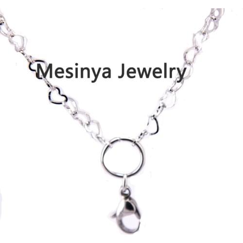 10pcs 3.7mm width heart link 30'' 316L Stainless steel must have chain necklace for floating charm glass locket, no locket