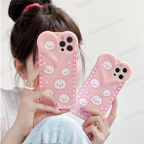 3D Love Heart Lens Protective Case for iPhone 12 Mini 11 12 Pro Max XR X XS Max 7 8 Plus SE 2020 Soft Silicone Shockproof Cover