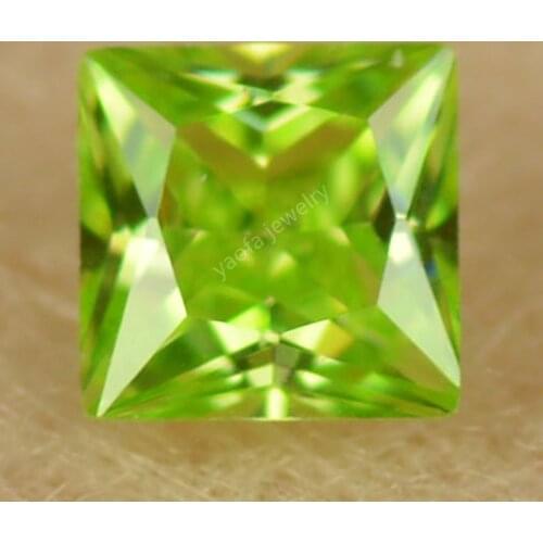 Sale Zircon 2*2~10*10mm 5A Apple Green Color Synthetic Cubic Zirconia Stone Square Princess Shape Cut Loose CZ Gems For Jewelry