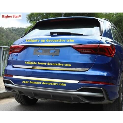 Stainless steel car tailgate up decorative trim bar,lower decorative trim,rear bumper decorative trim bar for Audi Q3 2019-2020
