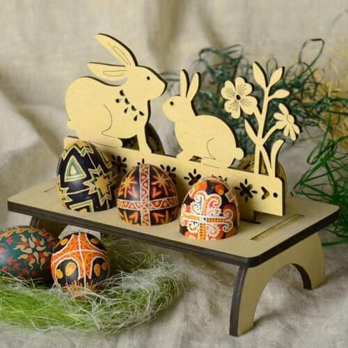DIY Wooden Easter Egg Rack abbit Chick Egg Tray Easter Decoration DIY gift for children