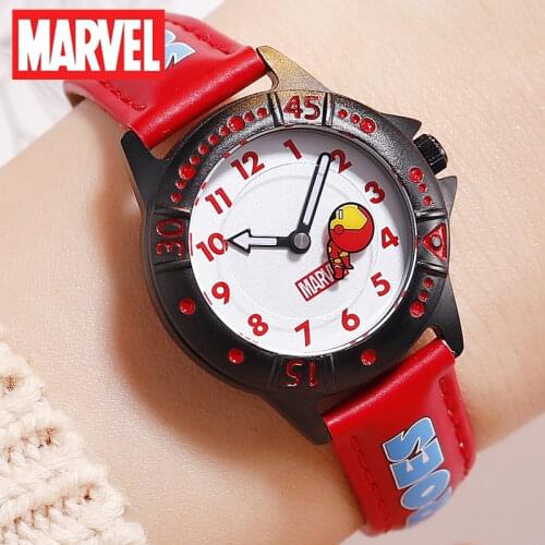 2018 Disney MARVEL Children Watches Fashion Kids Cute Leather quartz Watch Girl Captain America iron man relogio feminino