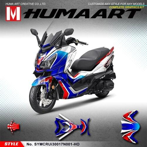HUMAART Personalised Graphics Motorbike Sticker Kit Vinyl Decals for SYM Cruisym 300 2017 2018 2019 2020