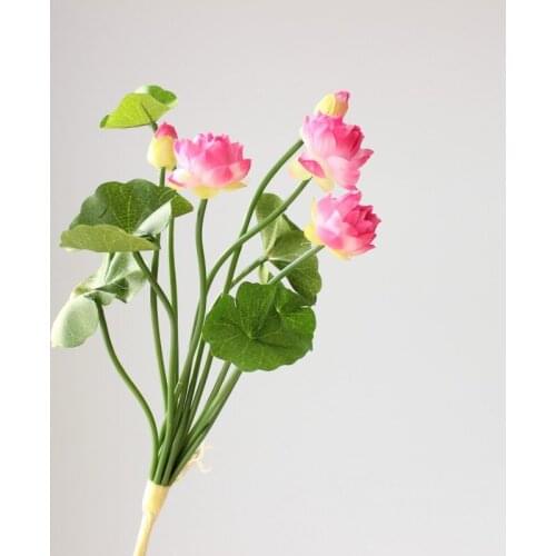 1Pcs Artificial Lotus Flowers Green Plants Mini Silk Flower 2021 New Year Home Decoration Garden Flower Table Potted Plants