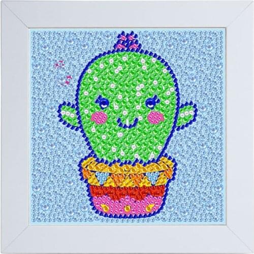 Cactus 5D Diamond Painting Kit for Kids, Full Drill Painting Kits with Wooden Frame