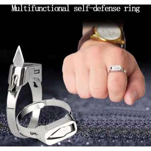 Self Defense Ring For Women Adjustable Stainless Steel Personal Finger Tool For Defensa Emergency