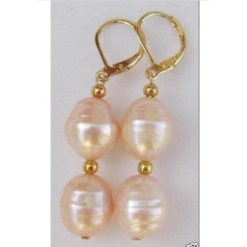 Beautiful 10-11 mm Natural pink dangle pearl earrings