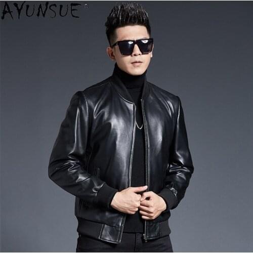AYUNSUE Leathet Jacket Men Real Genuine Sheepskin Coat Slim Mens Motorcycle Jackets Casaul Mens Clothing Chaquetas Hombre WPY