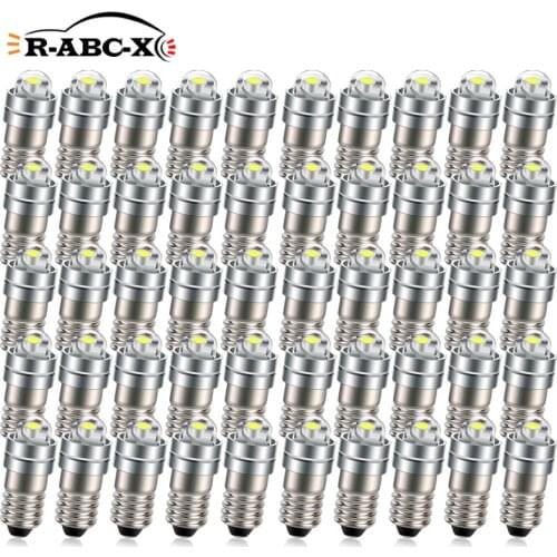 RUIANDSION 50X E5 E5.5 LED Mini Screw Thread Bulb COB 3V 6V 6.3V 12V White 6.5mm Miniature Light For Toy Train Sand Table Model