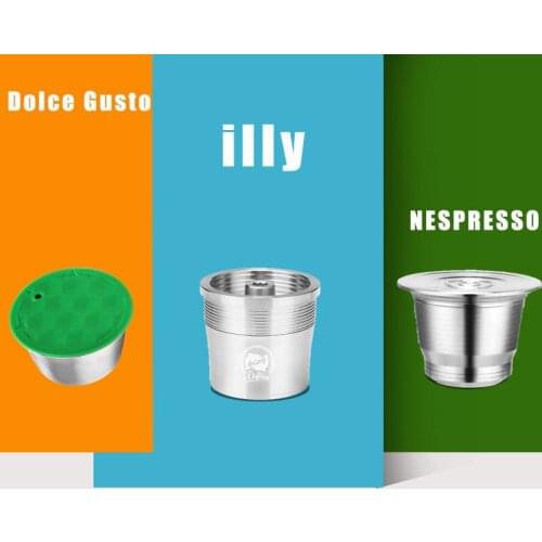 Reusable Coffee Capsule For Illy for Nespresso Stainless Steel Filter Milk Cups for Dolce Gusto Coffee Mahicne WIth Spoon