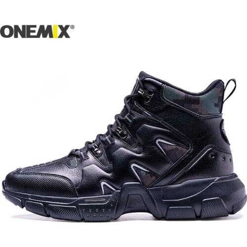 ONEMIX Men High Top Running Shoes Women Sneakers Winter Snow Boots Outdoor Waterproof Walking Trekking Sneakers Plus Size 46