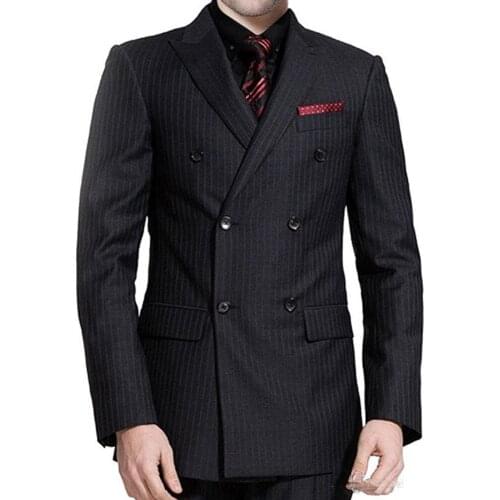 Mens double-breasted suit wedding best man tuxedo groom 2 piece suit jacket pants business party mens suit