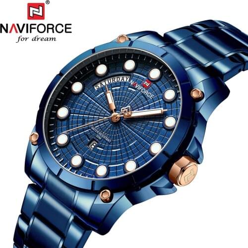 NAVIFORCE Men Sports Watches Mens Quartz Clock Man Stainless Steel Army Military Wrist Watch Relogio Masculino 2019