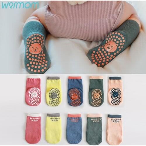 Warmom Cartoon Newborn Baby Socks Anti Slip Rubber Socks for Girls Boys Cotton Toddler Boat for Summer Spring Calcetines