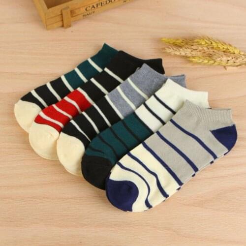 Cotton Mens Striped Boat Socks New 2020 Spring Autumn Male Casual Harajuku Breathable Men Ankle Sock Meias