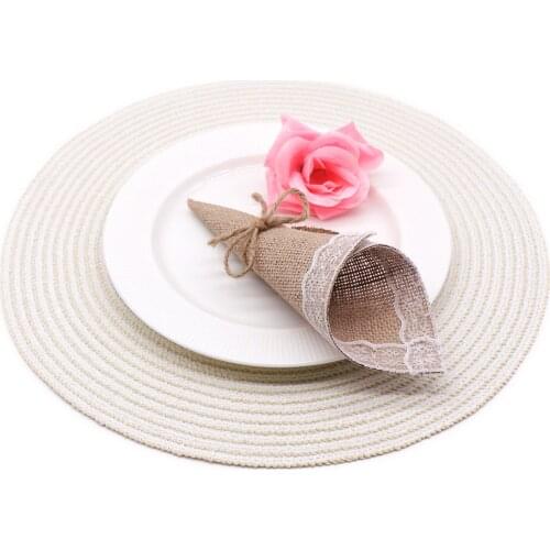 Solid Color Woven Placemat Dining Table Mat Heat Resistant Non-Slip Tea Coffee Drink Cups Mat Coasters Kitchen Home Party Supply