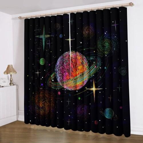 Planet/Moon/Star Curtains For Living Room Window Curtain 3D Print Home Textile Window Drapes For Kids Adults Window Treatments