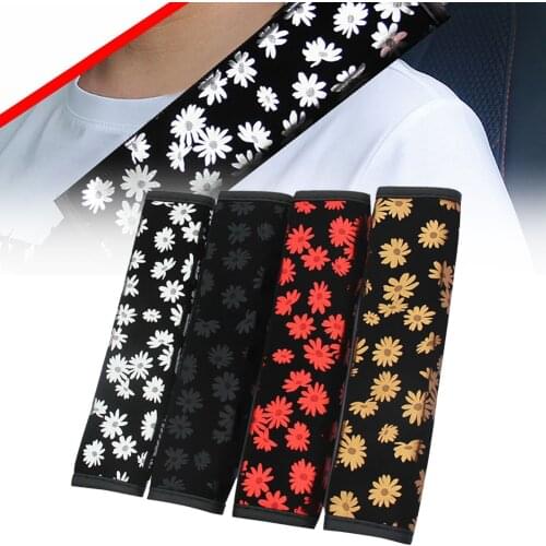 New Lovely 2PCS Car Seat Belt Shoulder Pads gold stamping Детали интерьера Cute Chrysanthemum Interior Car Accessories forWomen