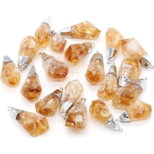 Natural Citrin Pendant Irregular Shape Natural Stone Pendant for Jewelry Making DIY Necklace Size 15x30-16x40mm