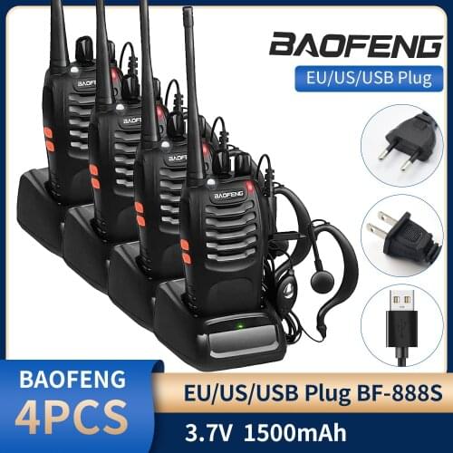 4pcs/lot BaoFeng BF-888S Walkie Talkie Portable two-Way radio station Comunicador Transmitter Transceiver radio set