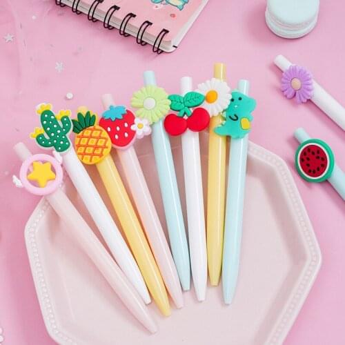50PCS Cartoon Press Ballpoint Pen Cute Student with Writing Pen Black 0.5MM Creative Stationery Office Accessories