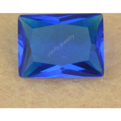 Sale 2x3~13x18mm New Deep Blue Color Glass Rectangle Shape Baguette Cut Loose Glass Stone Synthetic Gems For Jewelry Ring