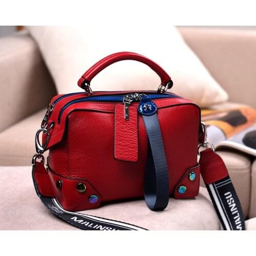 Genuine leather totes bag double zippers cow leather shoulder bags real leather crossbody bags