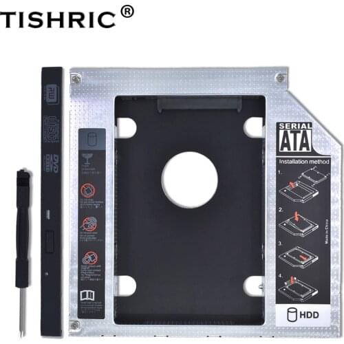TISHRIC 2018 New Aluminum Universal 2nd HDD Caddy 9.5mm SATA 3.0 For 2.5"SSD CD DVD Case Enclosure for Laptop CD-ROM Optibay
