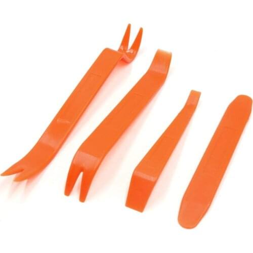 Uxcell 4Pcs Orange Car Panel Dash Video Audio Radio Dismantle Tools Kit Remove Tool