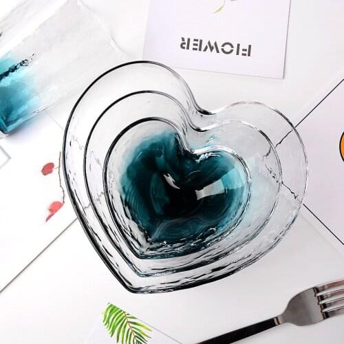 CUP WINE Glass Creative love bowl transparent heart-shaped bowl crystal glass bowl colorful dessert bGlass bowl