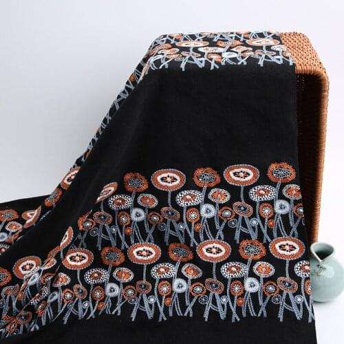 High quality thick cotton and hemp fabric Flower embroidery tissu Handbag DIY handmade clothes pillow tissus