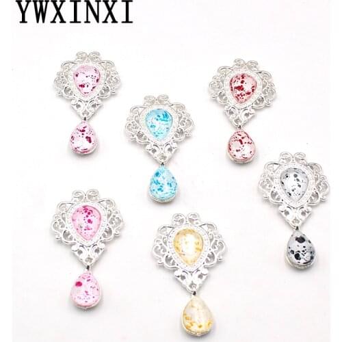 YWXINXI 6Pcs new alloy shiny rhinestone flat brooch DIY wedding holiday wine bottle invitation pendant creative decoration